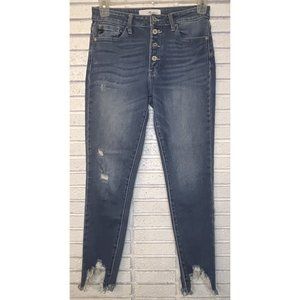 KanCan Size 28 Kitson High Rise Button Fly Distressed Cropped Jeans